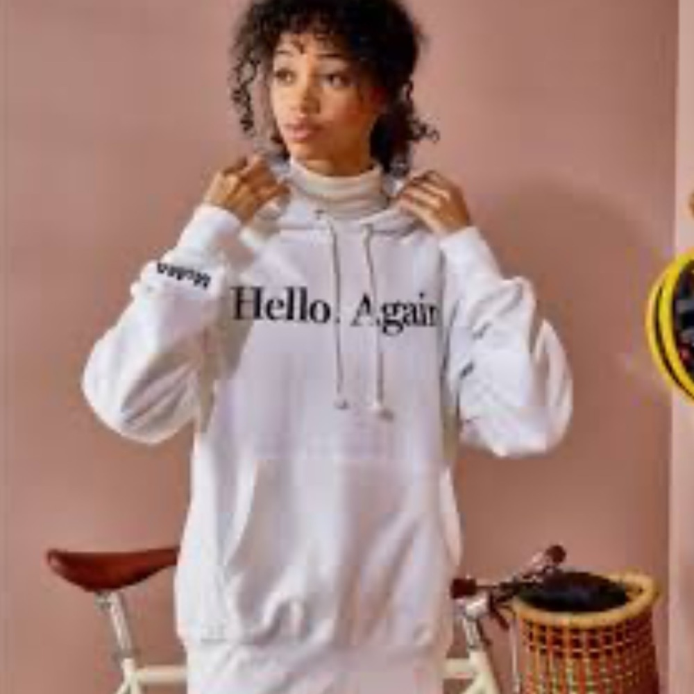 Champion X Moma Collab Hello Again Hoodie Bright White Size M RARE